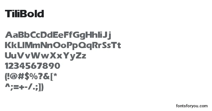 Schriftart TiliBold – Alphabet, Zahlen, spezielle Symbole