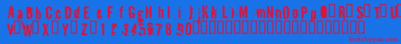 フォントBlueJeansJuly – 赤い文字の青い背景