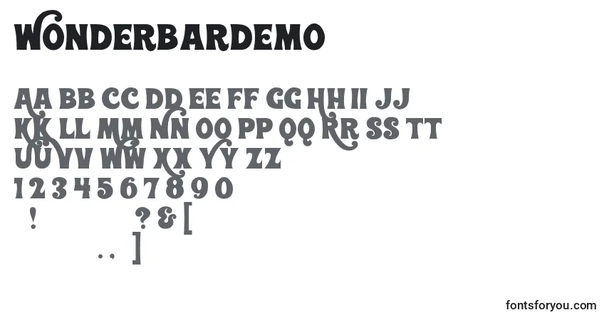 A fonte WonderbarDemo – alfabeto, números, caracteres especiais