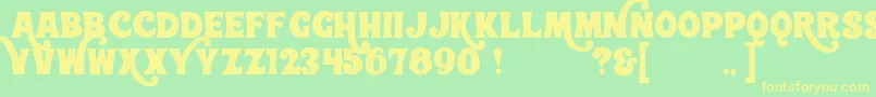 フォントWonderbarDemo – 黄色の文字が緑の背景にあります