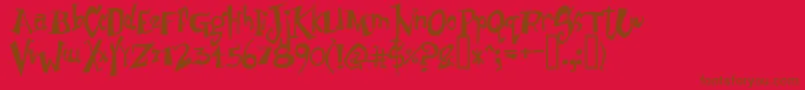 Junist Font – Brown Fonts on Red Background