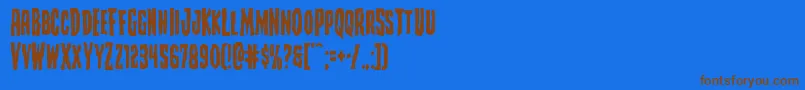 フォントCreepycrawlers – 茶色の文字が青い背景にあります。