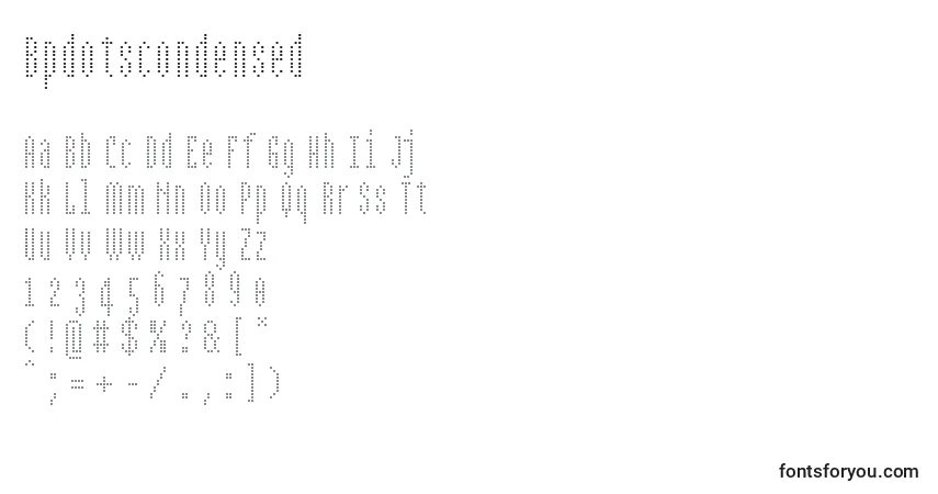 Шрифт Bpdotscondensed – алфавит, цифры, специальные символы
