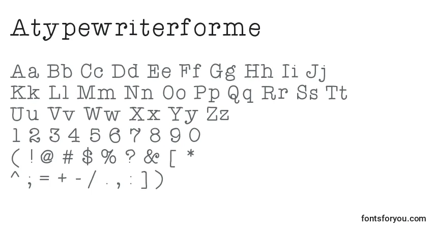 Czcionka Atypewriterforme – alfabet, cyfry, specjalne znaki