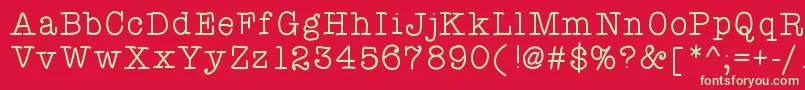 Atypewriterforme-fontti – vihreät fontit punaisella taustalla
