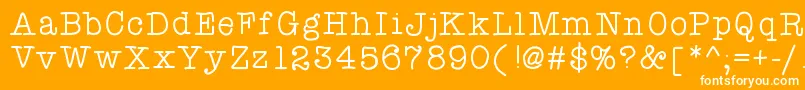 Fonte Atypewriterforme – fontes brancas em um fundo laranja