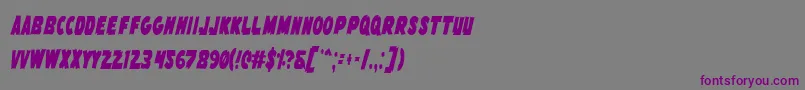 フォントFlyingLeatherneckCondensed – 紫色のフォント、灰色の背景