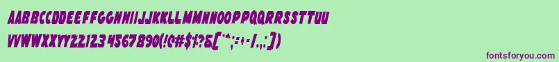 FlyingLeatherneckCondensed Font – Purple Fonts on Green Background