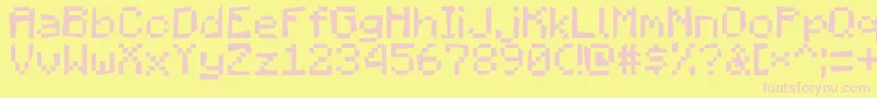 MadPixels-fontti – vaaleanpunaiset fontit keltaisella taustalla