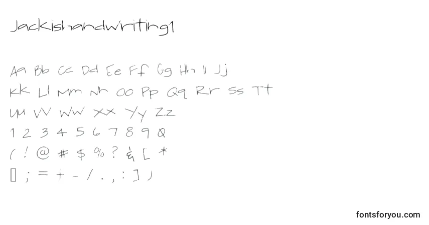 Czcionka Jackishandwriting1 – alfabet, cyfry, specjalne znaki