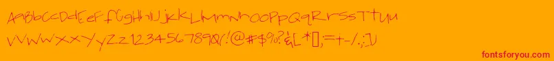 フォントJackishandwriting1 – オレンジの背景に赤い文字