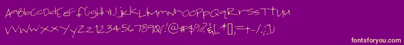 Jackishandwriting1 Font – Yellow Fonts on Purple Background