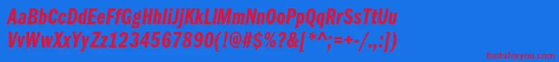 ItcfranklingothicstdDmcpit-Schriftart – Rote Schriften auf blauem Hintergrund