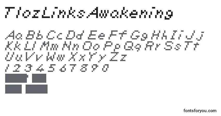 Czcionka TlozLinksAwakening – alfabet, cyfry, specjalne znaki