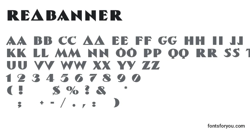Schriftart RedBanner – Alphabet, Zahlen, spezielle Symbole