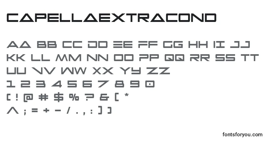Czcionka Capellaextracond – alfabet, cyfry, specjalne znaki