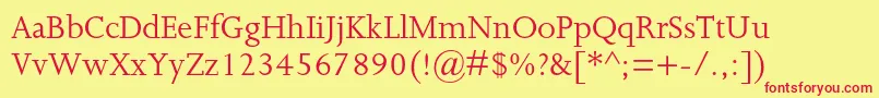 Joannamtstd Font – Red Fonts on Yellow Background
