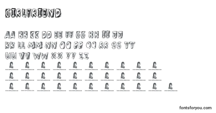 Czcionka Girlfriend – alfabet, cyfry, specjalne znaki
