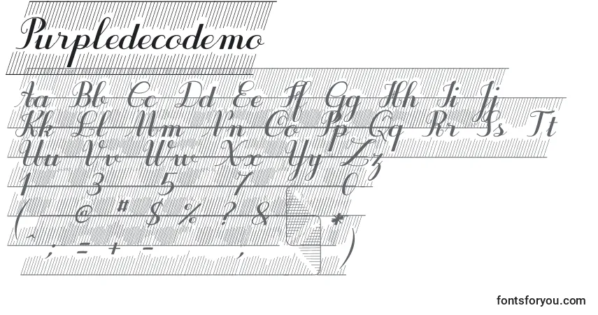Fuente Purpledecodemo - alfabeto, números, caracteres especiales