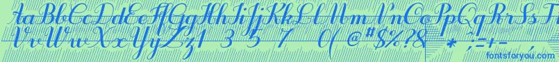 Purpledecodemo-fontti – siniset fontit vihreällä taustalla