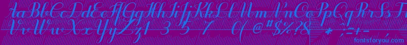 Purpledecodemo-Schriftart – Blaue Schriften auf violettem Hintergrund