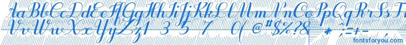 Purpledecodemo-Schriftart – Blaue Schriften auf weißem Hintergrund