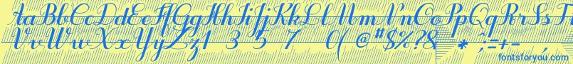 Purpledecodemo-Schriftart – Blaue Schriften auf gelbem Hintergrund