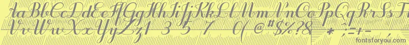 フォントPurpledecodemo – 黄色の背景に灰色の文字