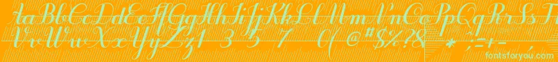 Purpledecodemo-Schriftart – Grüne Schriften auf orangefarbenem Hintergrund