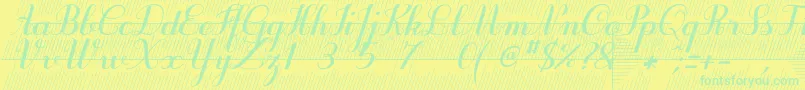 Purpledecodemo-Schriftart – Grüne Schriften auf gelbem Hintergrund