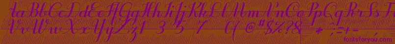 フォントPurpledecodemo – 紫色のフォント、茶色の背景