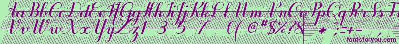 Purpledecodemo-Schriftart – Violette Schriften auf grünem Hintergrund