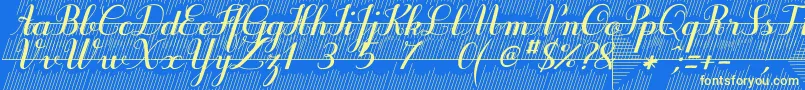 Purpledecodemo-fontti – keltaiset fontit sinisellä taustalla