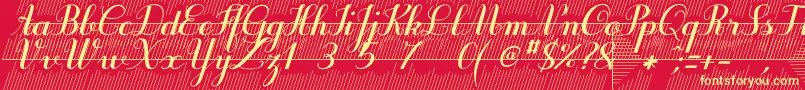Purpledecodemo-fontti – keltaiset fontit punaisella taustalla