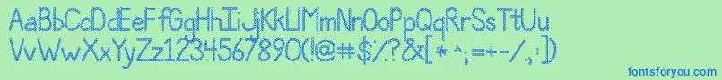 Шрифт Jandapolkadotpunch – синие шрифты на зелёном фоне