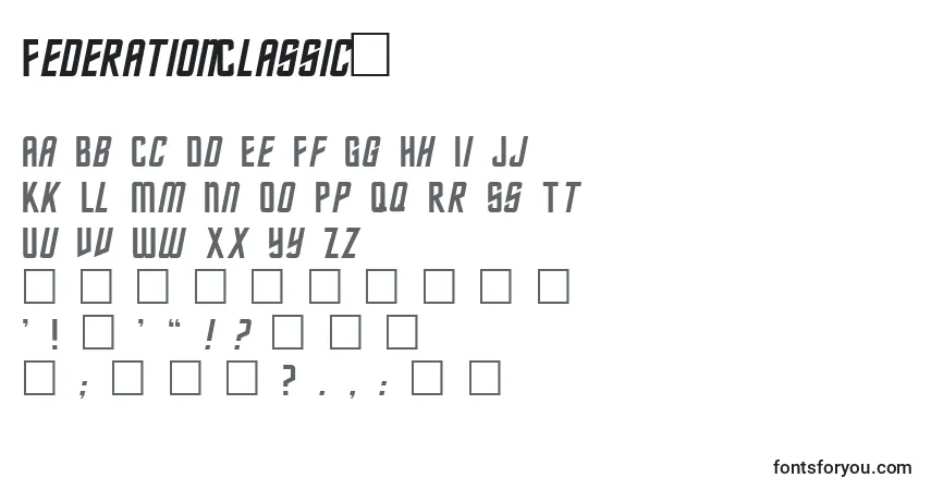 Czcionka FederationClassic2 – alfabet, cyfry, specjalne znaki