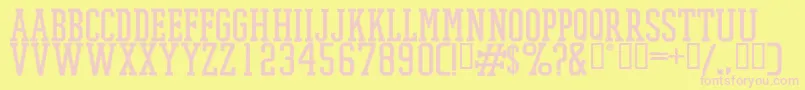 PromeshStitchRegular Font – Pink Fonts on Yellow Background