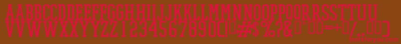PromeshStitchRegular Font – Red Fonts on Brown Background