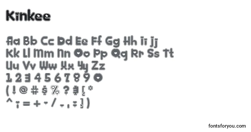 Czcionka Kinkee – alfabet, cyfry, specjalne znaki