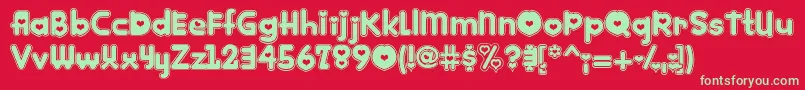 フォントKinkee – 赤い背景に緑の文字