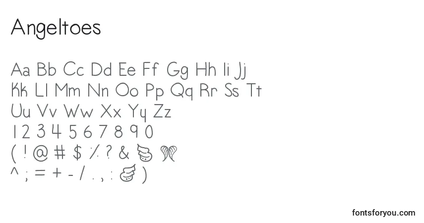 Schriftart Angeltoes – Alphabet, Zahlen, spezielle Symbole