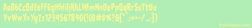 Шрифт StakethroughtheheartbbReg – жёлтые шрифты на зелёном фоне