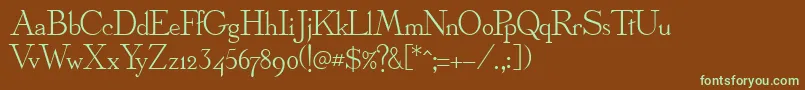 OlympusNormal-fontti – vihreät fontit ruskealla taustalla