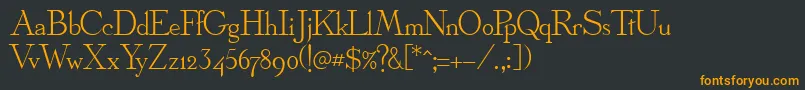 Fonte OlympusNormal – fontes laranjas em um fundo preto