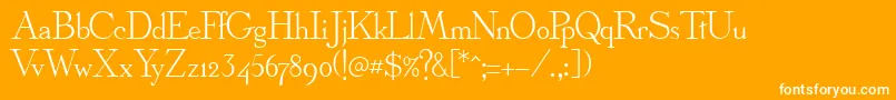 Fonte OlympusNormal – fontes brancas em um fundo laranja