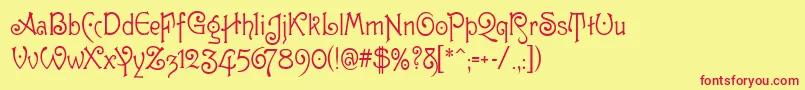 Guttenbg-fontti – punaiset fontit keltaisella taustalla