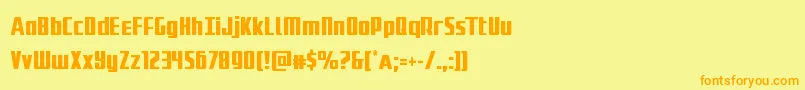 フォントSubadaicond – オレンジの文字が黄色の背景にあります。