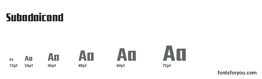 Subadaicond Font Sizes