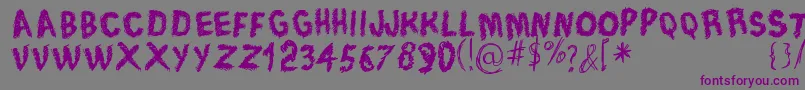 フォントTraceOfRough – 紫色のフォント、灰色の背景