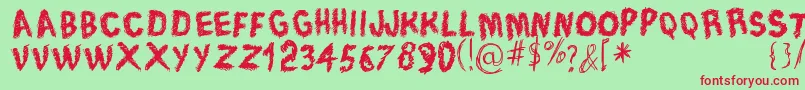 TraceOfRough-fontti – punaiset fontit vihreällä taustalla